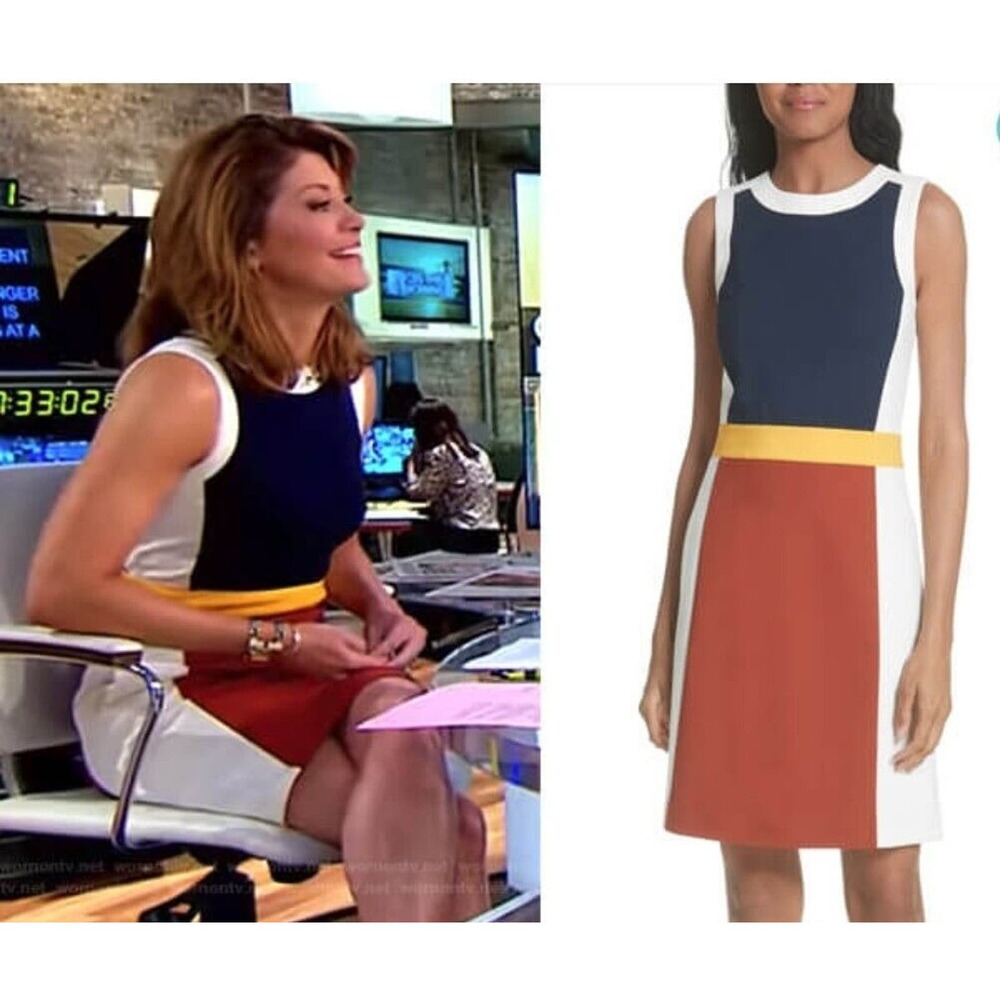 Tory Burch Mya Colorblock Stretch A-Line Dress Size M